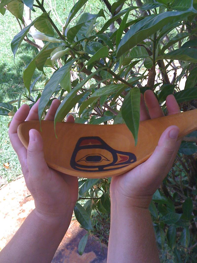 Tlingit Spoon carved by my daughter, Vivian Mork, Little Raven